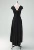 Load image into Gallery viewer, Black High-Low Party Dress with Cap Sleeves