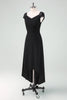 Load image into Gallery viewer, Black High-Low Party Dress with Cap Sleeves