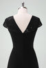 Load image into Gallery viewer, Black High-Low Party Dress with Cap Sleeves