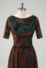 Load image into Gallery viewer, Dark Green Floral Velvet Mother of Bride Dress With Belt