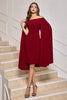 Load image into Gallery viewer, Burgundy Bodycon Off the Shoulder Midi Cocktail Dress With Cape Sleeves