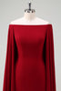 Load image into Gallery viewer, Burgundy Off the Shoulder Bodycon Cocktail Dress With Cape Sleeves