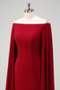 Load image into Gallery viewer, Burgundy Off the Shoulder Bodycon Cocktail Dress With Cape Sleeves