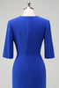 Load image into Gallery viewer, Royal Blue V-Neck Pleated Bodycon Cocktail Party Dress