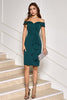 Load image into Gallery viewer, Dark Green Bodycon Off the Shoulder Ruffled Cocktail Party Dress