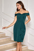 Load image into Gallery viewer, Dark Green Bodycon Off the Shoulder Ruffled Cocktail Party Dress