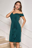 Load image into Gallery viewer, Dark Green Bodycon Off the Shoulder Ruffled Cocktail Party Dress