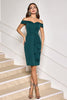 Load image into Gallery viewer, Dark Green Bodycon Off the Shoulder Ruffled Cocktail Party Dress