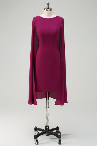 Grape Bodycon Cocktail Dress With Cape