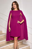 Load image into Gallery viewer, Grape Bodycon Midi Cocktail Party Dress With Cape Sleeves