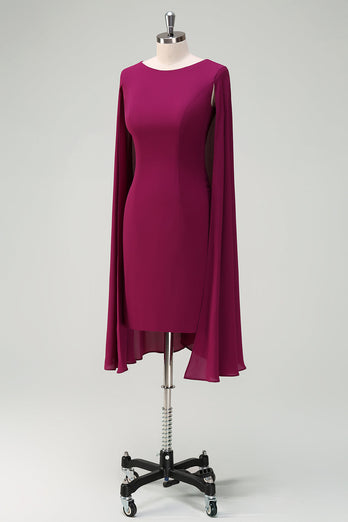 Grape Bodycon Cocktail Dress With Cape