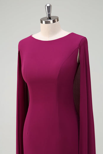 Grape Bodycon Cocktail Dress With Cape