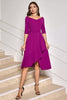 Load image into Gallery viewer, Grape Purple Asymmetrical Midi Cocktail Dress with Half Sleeves