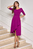 Load image into Gallery viewer, Grape Purple Asymmetrical Midi Cocktail Dress with Half Sleeves