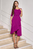 Load image into Gallery viewer, Grape Purple Asymmetrical Midi Cocktail Dress with Half Sleeves