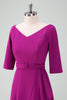 Load image into Gallery viewer, Grape Purple Asymmetrical Cocktail Dress with Half Sleeves