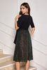 Load image into Gallery viewer, Sparkly Black A-Line Sequin Cocktail Dress with Half Sleeves