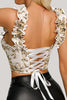 Load image into Gallery viewer, Apricot Printed  Lace-up Back Corset Top