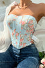 Load image into Gallery viewer, Pink Flower Printed Strapless Corset Top