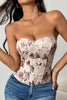 Load image into Gallery viewer, Pink Flower Printed Strapless Corset Top