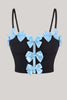 Load image into Gallery viewer, Black Spaghetti Straps Corset Bustier Top with Blue Bows