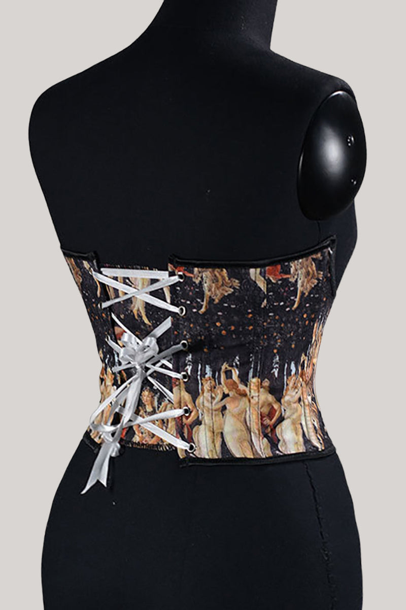 Load image into Gallery viewer, Stylish Black Corset Lace Up Top with Pattern