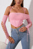 Load image into Gallery viewer, Chic Blush Corset Top with Long Sleeves