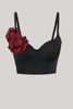 Load image into Gallery viewer, Elegant Black Crop Top with Red Flower