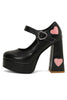 Load image into Gallery viewer, Black PU Leather Platform Block Heel Mary Jean Shoes