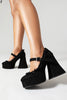 Load image into Gallery viewer, Black Closed Toe Platform Block Heel Shoes