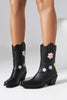 Load image into Gallery viewer, Black Mid Calf Chunky Heel Cowgirl Boots