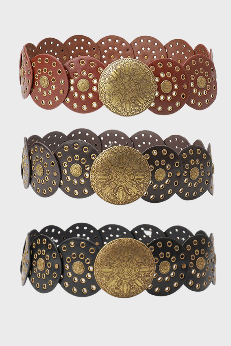 Load image into Gallery viewer, Boho Western Cowgirl Wide Hollow Disc Belt