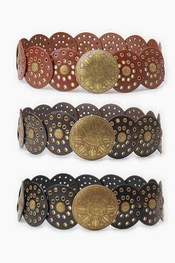 Boho Western Cowgirl Wide Hollow Disc Belt