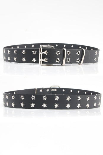 Boho Black Vintage Rivet Wide Leather Belt