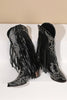 Load image into Gallery viewer, Women&#39;s Black Embroidery Tassel Leather Boots