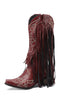 Load image into Gallery viewer, Women&#39;s Black Embroidery Tassel Leather Boots