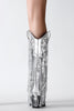 Load image into Gallery viewer, Glitter Silver Metallic Tassel Pointed Toe Cowgirl Boots with Sequins