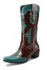 Load image into Gallery viewer, Women&#39;s Embroidered Blue Pointed Toe Calf High Cowgirl Boots