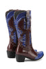 Load image into Gallery viewer, Women&#39;s Embroidered Blue Pointed Toe Calf High Cowgirl Boots