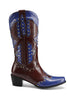 Load image into Gallery viewer, Women&#39;s Embroidered Blue Pointed Toe Calf High Cowgirl Boots