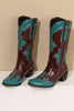 Load image into Gallery viewer, Women&#39;s Embroidered Blue Pointed Toe Calf High Cowgirl Boots