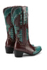 Load image into Gallery viewer, Women&#39;s Embroidered Blue Pointed Toe Calf High Cowgirl Boots