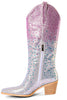 Load image into Gallery viewer, Sparkly Silver Rhinestone Knee High Cowgirl Boots