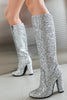 Load image into Gallery viewer, Sparkly Blue High Heel Cowgirl Boots