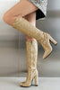 Load image into Gallery viewer, Sparkly Blue High Heel Cowgirl Boots