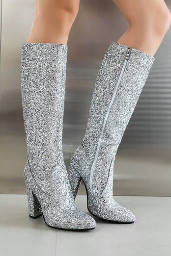 Sparkly Blue High Heel Cowgirl Boots