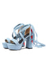 Load image into Gallery viewer, Women&#39;s Black Embroidery Strappy Chunky Heel Open Toe Sandals Shoes