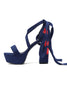 Load image into Gallery viewer, Women&#39;s Black Embroidery Strappy Chunky Heel Open Toe Sandals Shoes