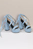 Load image into Gallery viewer, Women&#39;s Black Embroidery Strappy Chunky Heel Open Toe Sandals Shoes