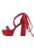 Load image into Gallery viewer, Women&#39;s Black Embroidery Strappy Chunky Heel Open Toe Sandals Shoes